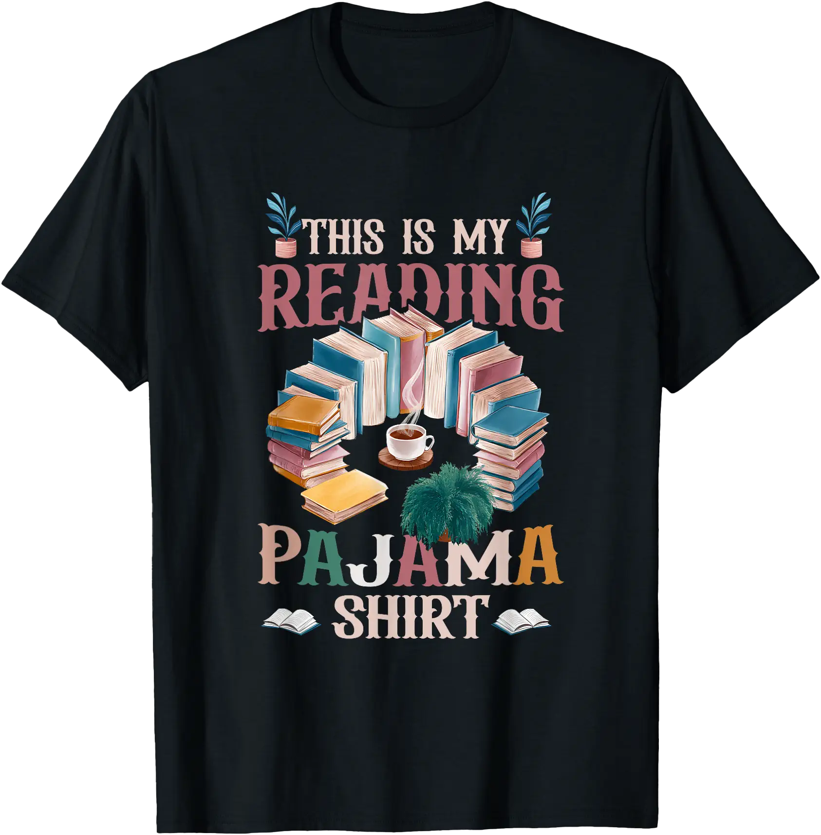 Cozy Book Lover Reading T-Shirt with Coffee & Books Design for Relaxation