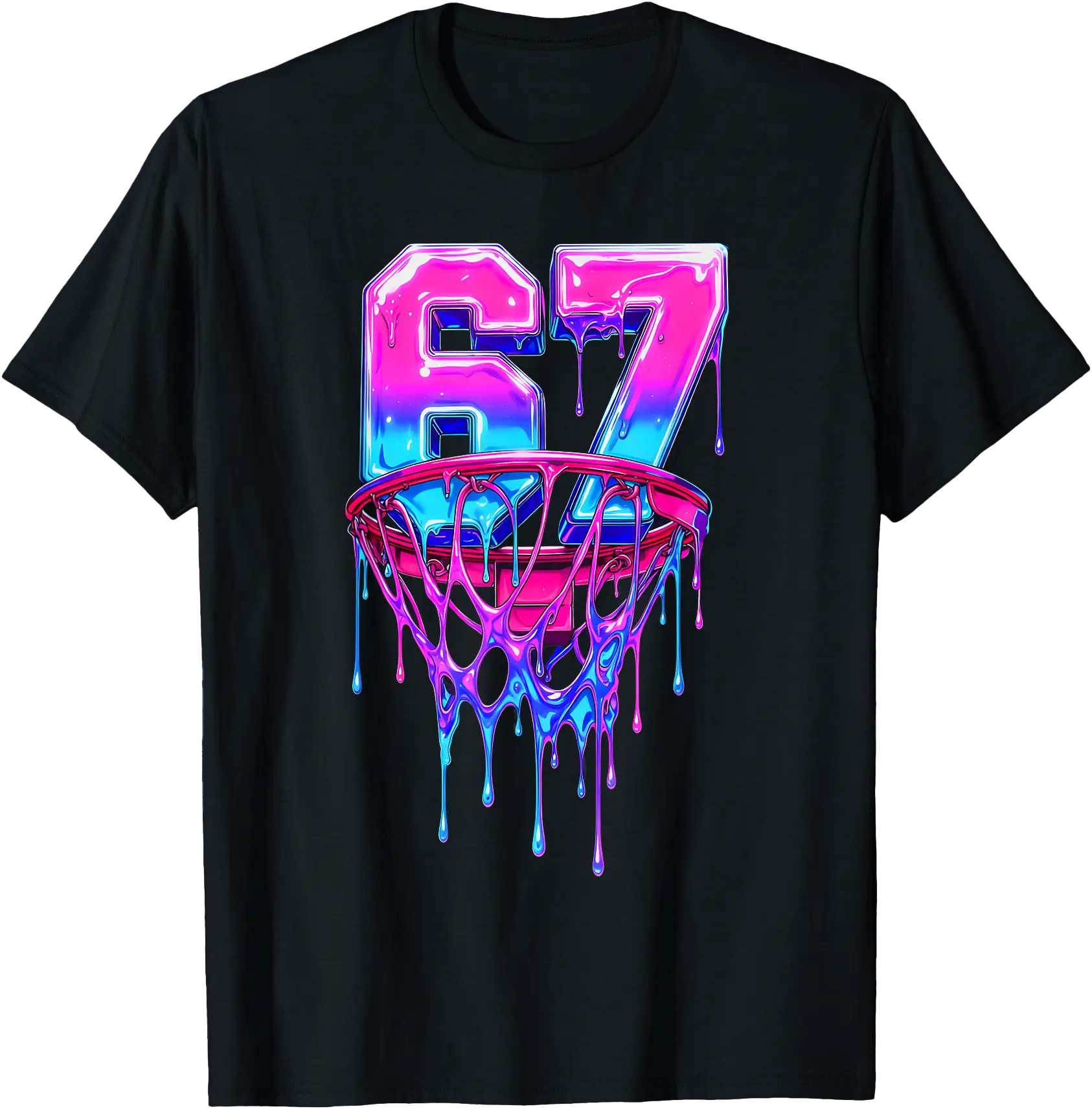 Vibrant Drip Basketball Hoop Graphic T-Shirt for Sports Enthusiasts