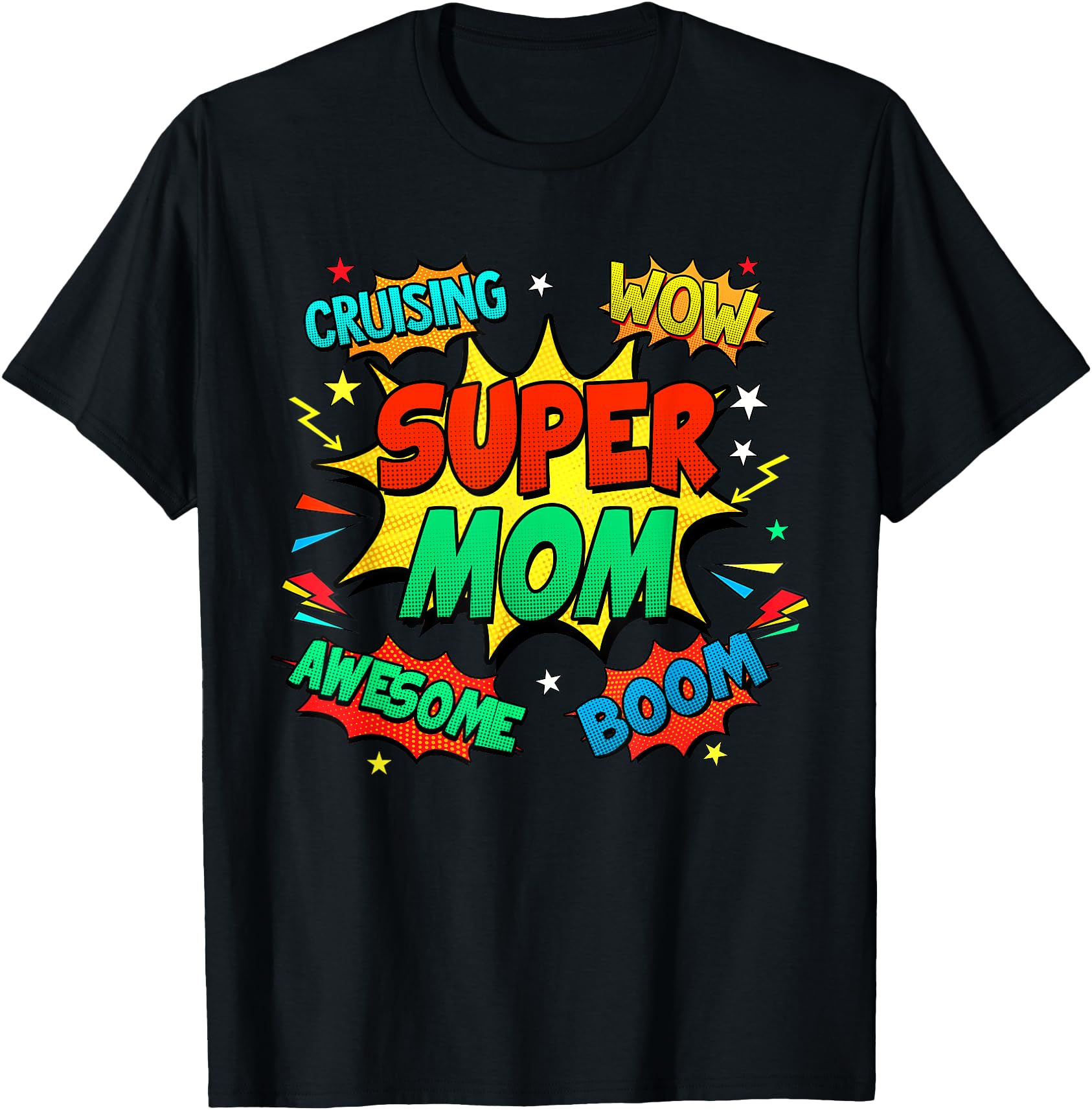 Vibrant Comic Style Superhero Mom Graphic T-Shirt Ideal Birthday Gift for Women