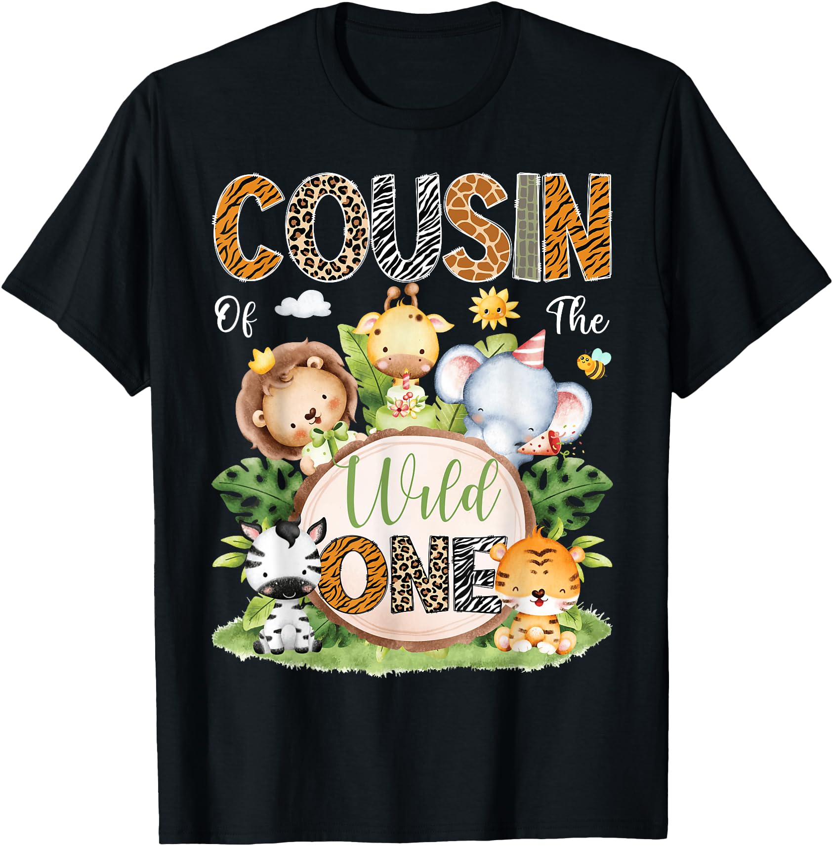 Cute Cousin Of The Wild One 1st Birthday Safari Jungle Animals T-Shirt for Celebration