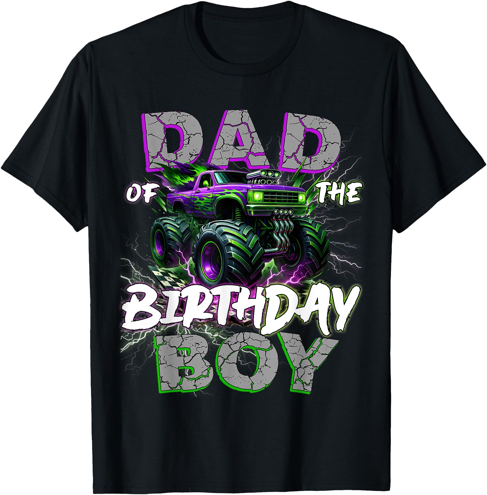 Vibrant Monster Truck Birthday Event T-Shirt for Dad's Family Party