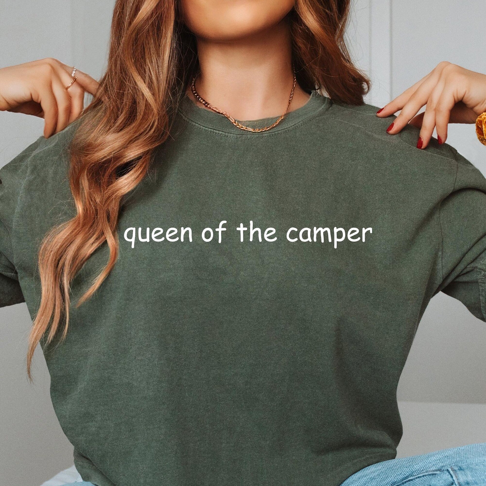 Retro Queen Of The Camper Comfort Colors Long Sleeve Tee, Soft & Cozy