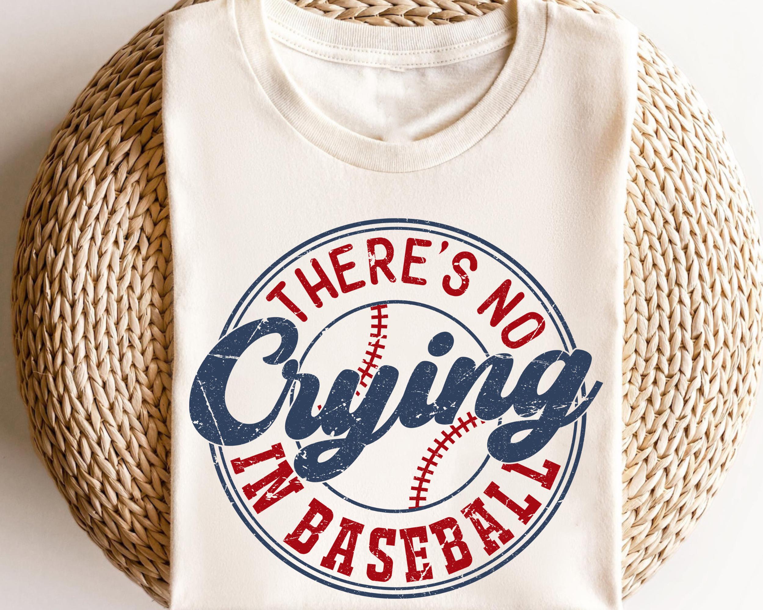 Playful Baseball Mom T-Shirt for Game Day Fun - There's No Crying in Baseball Design