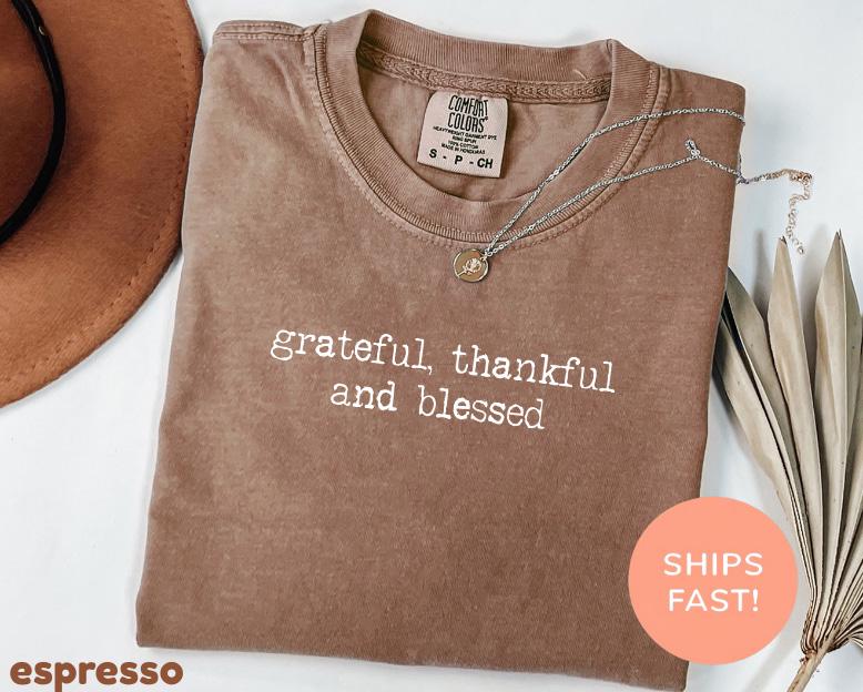 Thankful Grateful Blessed Turkey Comfort Colors Shirt Autumn Thanksgiving Style