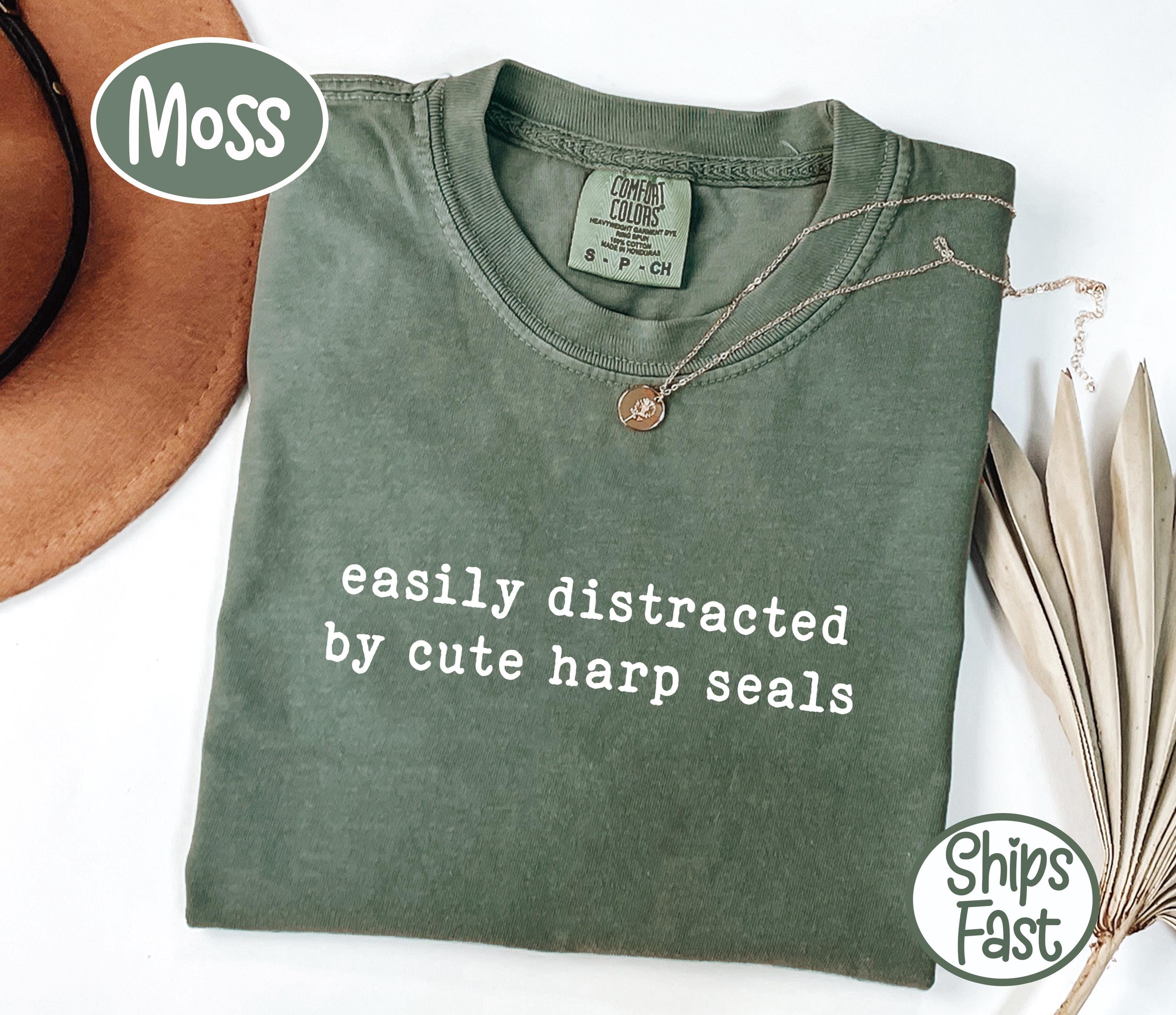 Cute Harp Seal Easily Distracted Wildlife Tee Comfort Colors Soft Marine Animal Lover Gift